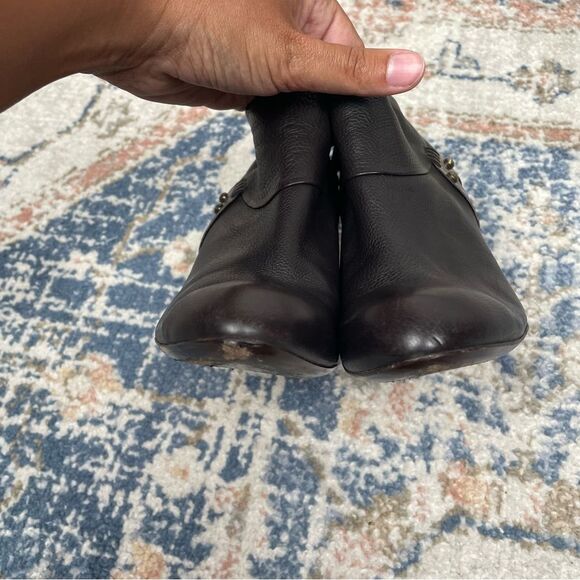 Banfi Zambrelli Heeled Boots Cropped Bootie Women’s 8.5 Brown Pebbled Leather - Picture 5 of 10